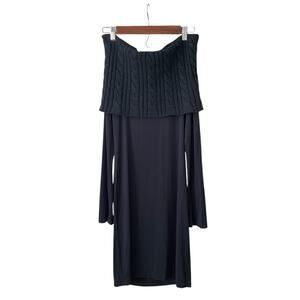 Kira Plastinina Black Long Sleeve Off the Should Sweater Dress Womens M Romantic